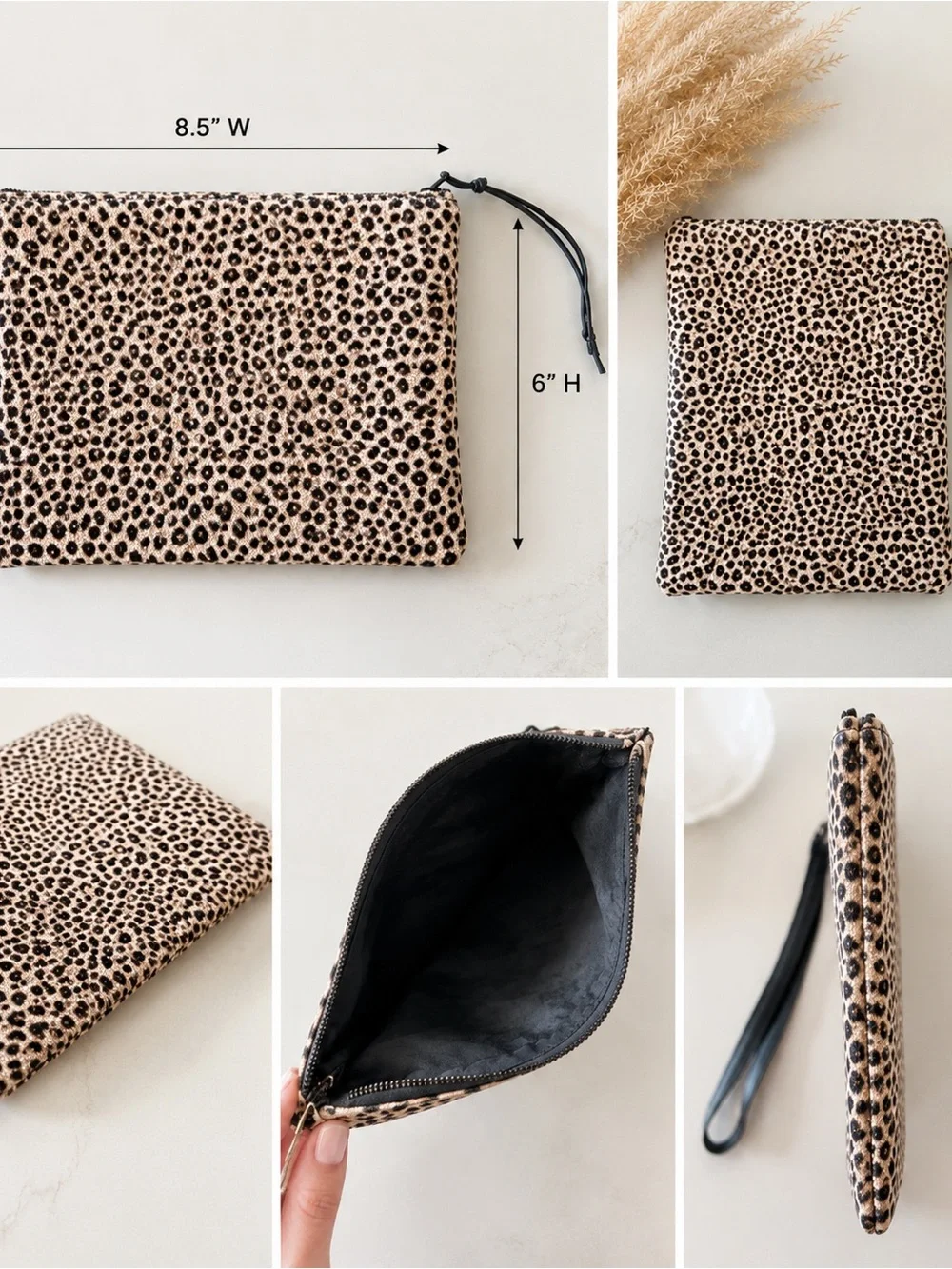 Laurel Dasso Leopard Haircalf Leather Wristlet Clutch Mob Wife Pony Hair